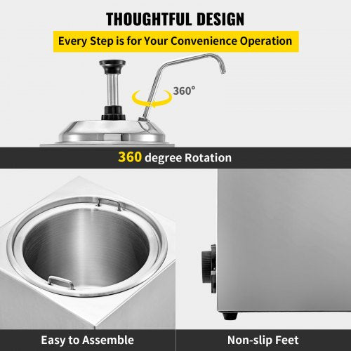 Stainless Steel Hot Cheese Dispenser 24QT Electric Nacho Cheese Warmer With Pump For Hot Fudge Cara 6
