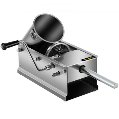 Stainless Steel Sausage Stuffer 3L Horizontal Manual Meat Press With 5 Nozzles DualSpeed For Home   9