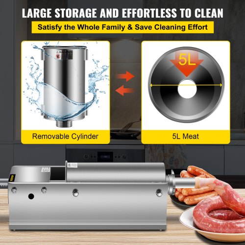 CommercialGrade Sausage Stuffing Machine 5L Capacity Manual Sausage Maker With 5 Stainless Steel No 6