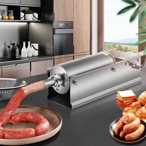 Commercial-Grade Sausage Stuffing Machine, 5L Capacity Manual Sausage Maker with 5 Stainless Steel Nozzles
