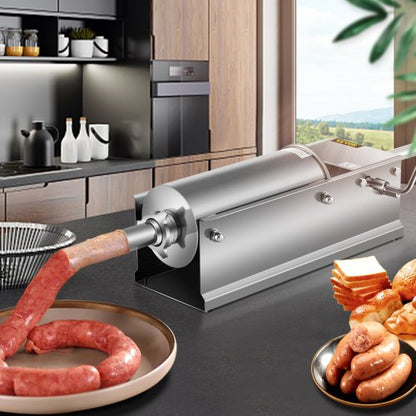 Commercial-Grade Sausage Stuffing Machine, 5L Capacity Manual Sausage Maker with 5 Stainless Steel Nozzles