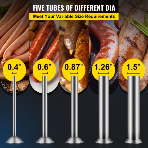 7L Stainless Steel Manual Sausage Stuffer Horizontal Sausage Maker With 5 Filling Nozzles For Home  5