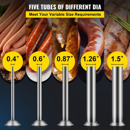 7L Stainless Steel Manual Sausage Stuffer Horizontal Sausage Maker With 5 Filling Nozzles For Home  5