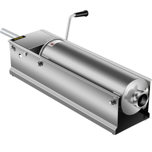 7L Stainless Steel Manual Sausage Stuffer Horizontal Sausage Maker With 5 Filling Nozzles For Home  7