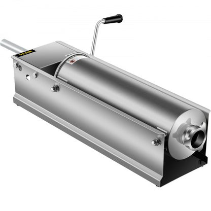 7L Stainless Steel Manual Sausage Stuffer Horizontal Sausage Maker With 5 Filling Nozzles For Home  7