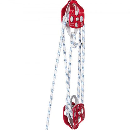 Heavy-Duty Twin Sheave Block & Tackle, 100FT Double Braid Rope, 7700LB Capacity (30-35KN) Double Pulley Rigging System