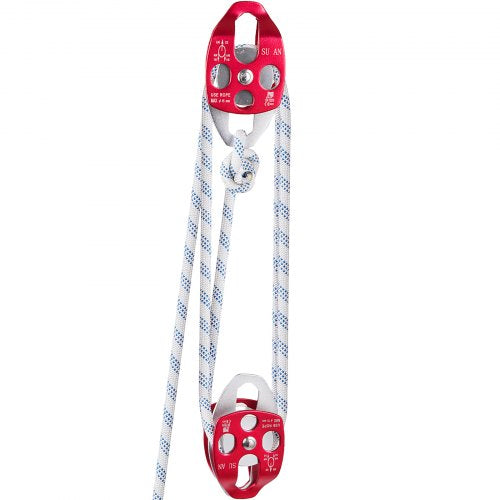 HeavyDuty Twin Sheave Block  Tackle 100FT Double Braid Rope 7700LB Capacity 3035KN Double Pulley Ri 7