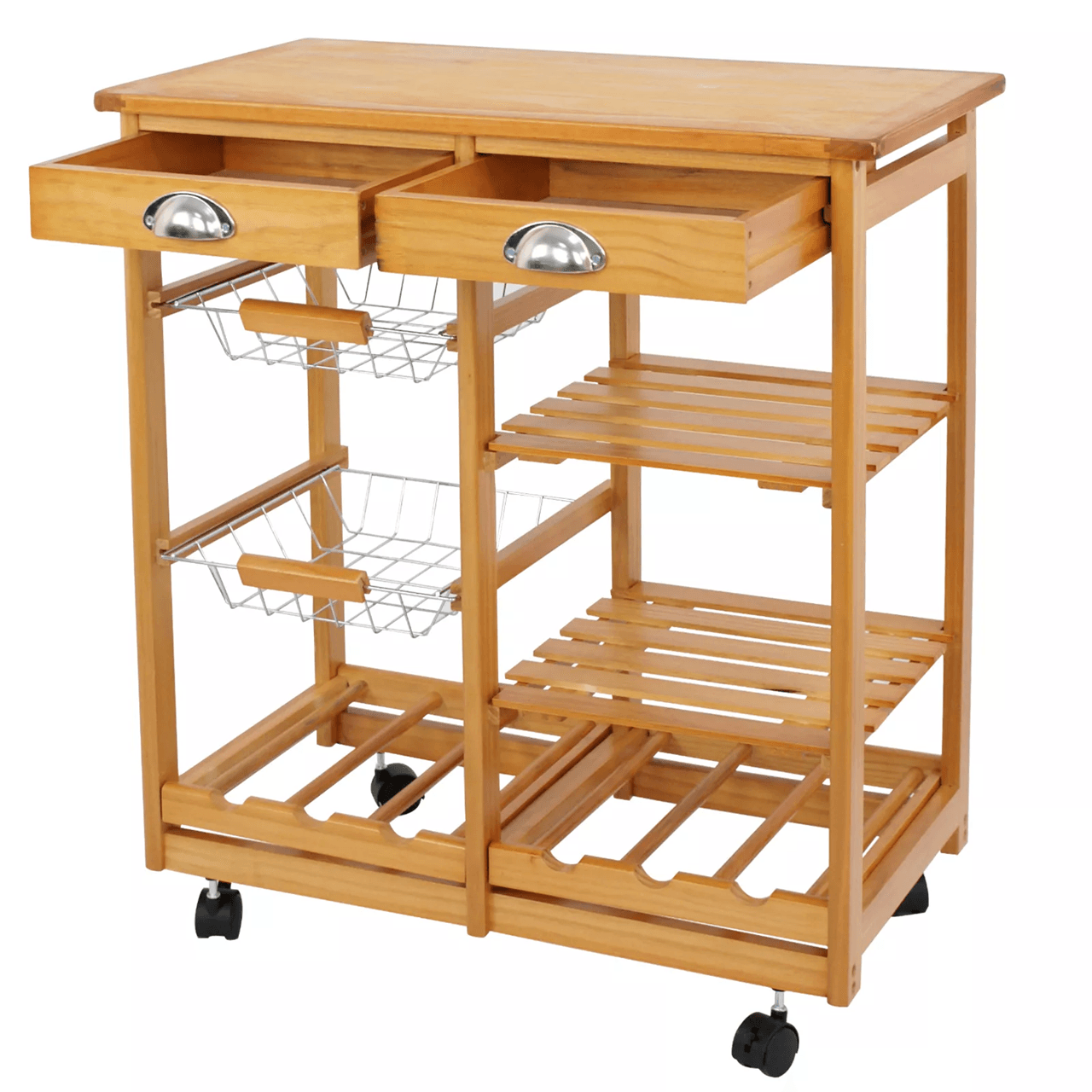 Rolling Kitchen Island Cart With Drawers And Storage Shelves 1