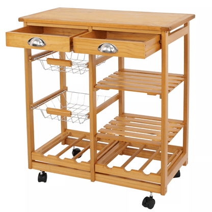 Rolling Kitchen Island Cart With Drawers And Storage Shelves 1
