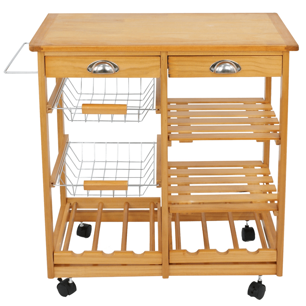Rolling Kitchen Island Cart with Drawers and Storage Shelves