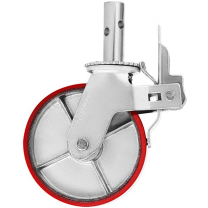 4-Pack Heavy-Duty Locking Stem Casters with Brake, 4400LB Capacity Polyurethane Wheels for Scaffold, Shelves