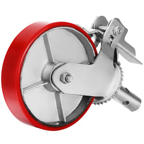 4-Pack Heavy-Duty Locking Stem Casters with Brake, 4400LB Capacity Polyurethane Wheels for Scaffold, Shelves