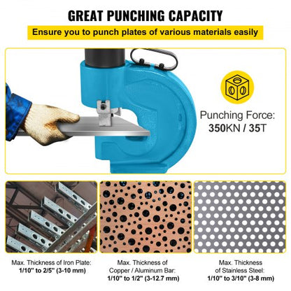 35T Hydraulic Hole Punch Kit Smooth Hole Puncher For Iron Plate Copper Bar  Aluminum Stainless Stee 3