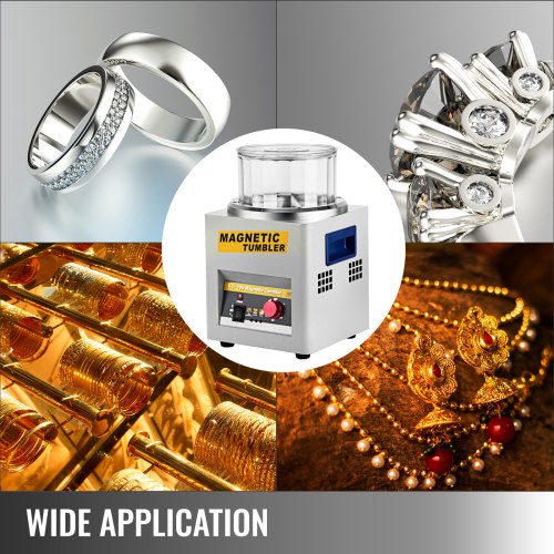 KT-185 Magnetic Tumbler Polisher, 2000 RPM Jewelry Polishing Machine with Adjustable Direction & Timer (185mm Barrel)