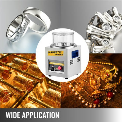 KT-185 Magnetic Tumbler Polisher, 2000 RPM Jewelry Polishing Machine with Adjustable Direction & Timer (185mm Barrel)