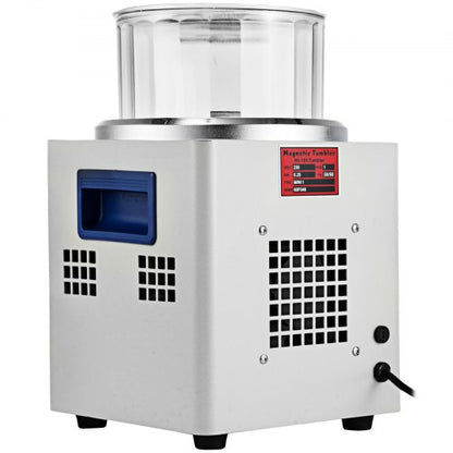 KT-185 Magnetic Tumbler Polisher, 2000 RPM Jewelry Polishing Machine with Adjustable Direction & Timer (185mm Barrel)