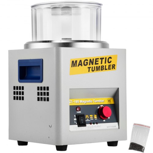 KT-185 Magnetic Tumbler Polisher, 2000 RPM Jewelry Polishing Machine with Adjustable Direction & Timer (185mm Barrel)