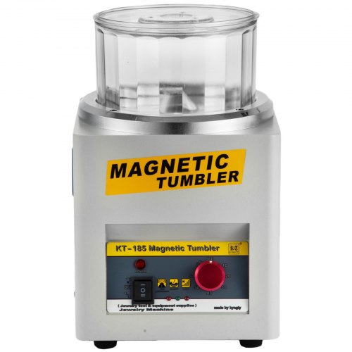 KT-185 Magnetic Tumbler Polisher, 2000 RPM Jewelry Polishing Machine with Adjustable Direction & Timer (185mm Barrel)