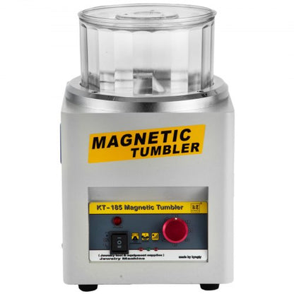 KT-185 Magnetic Tumbler Polisher, 2000 RPM Jewelry Polishing Machine with Adjustable Direction & Timer (185mm Barrel)