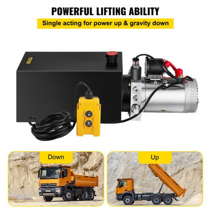 Hydraulic Power Unit DC Single Acting Hydraulic Pump With Steel Reservoir  Connector For Dump Trail 3