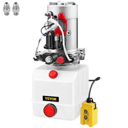 Electric Hydraulic Pump, Quart Double Acting Power Unit with Plastic Reservoir for Dump Trailer & Lift Systems
