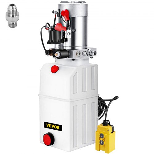 Quart Hydraulic Power Unit Single Acting Hydraulic Pump Dump Trailer 12V DC with Metal Reservoir, Heavy Duty Power Pack
