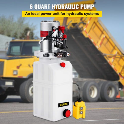Quart Hydraulic Power Unit Single Acting Hydraulic Pump Dump Trailer 12V DC With Metal Reservoir He 2