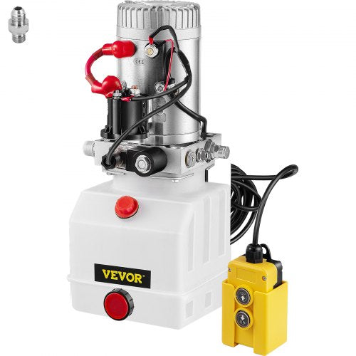 Quart Single Acting Hydraulic Pump for Dump Trailer, DC Power Unit with Plastic Reservoir & Remote Unloading System