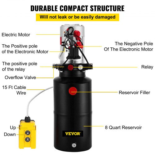 Hydraulic Power Unit DC Double Acting Pump Quart Steel Reservoir Hydraulic Pump For Dump Trailers C 5