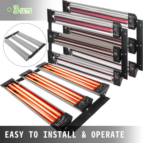 Infrared Paint Curing Lamp 3 Set, Car Curing Light with Baking Area, Spray Booth Heater for Fast Paint Drying