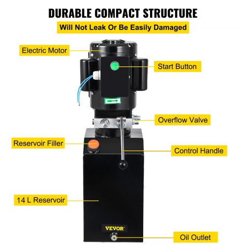 Quart Hydraulic Power Unit Single Acting PSI Car Lift Hydraulic Pump Pack With Oil Reservoir For Du 5