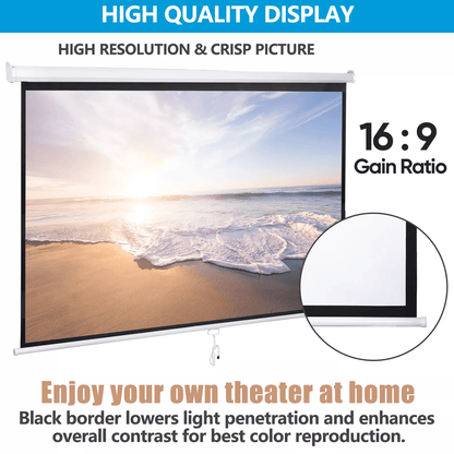 100 Inch Pull Down Projector Screen For Home Theater And HD Viewing 1