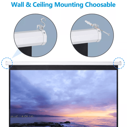 100 Inch Pull Down Projector Screen For Home Theater And HD Viewing 5