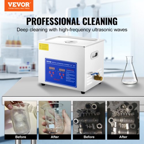 10L Stainless Steel Industrial Ultrasonic Cleaner 40kHz Heated Sonic Cleaner For Glasses Watches Ri 2