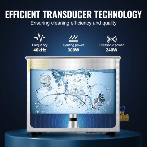 10L Stainless Steel Industrial Ultrasonic Cleaner 40kHz Heated Sonic Cleaner For Glasses Watches Ri 3