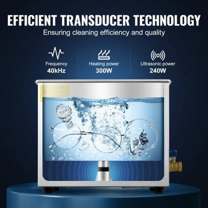 10L Stainless Steel Industrial Ultrasonic Cleaner 40kHz Heated Sonic Cleaner For Glasses Watches Ri 3
