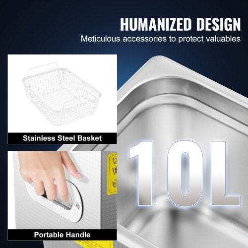 10L Stainless Steel Industrial Ultrasonic Cleaner 40kHz Heated Sonic Cleaner For Glasses Watches Ri 4