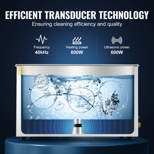 30L Industrial Ultrasonic Cleaner with Heater & Timer, Heavy-Duty Commercial Cleaner for Dentures, Eyeglasses, Jewelry