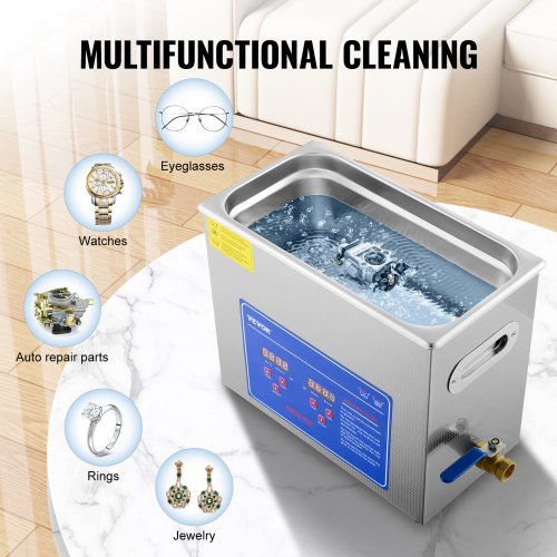 6L 110V Ultrasonic Cleaning Machine, Professional Heated Cleaner for Watch Instruments, Jewelry & Industrial Parts