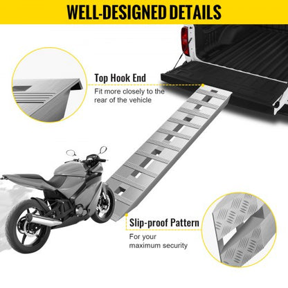 HeavyDuty Aluminum Loading Ramps 6000LBS Total Capacity 25 Thick With Secure Hook Ends For Trailers 2