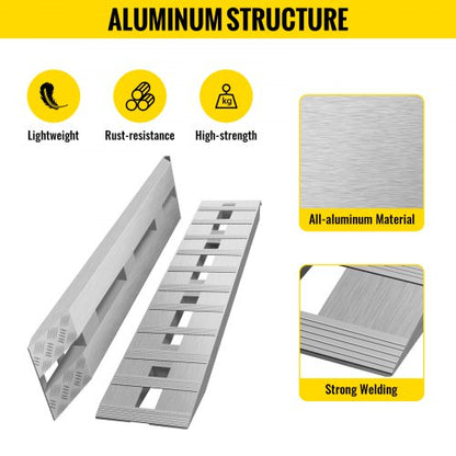 HeavyDuty Aluminum Loading Ramps 6000LBS Total Capacity 25 Thick With Secure Hook Ends For Trailers 5