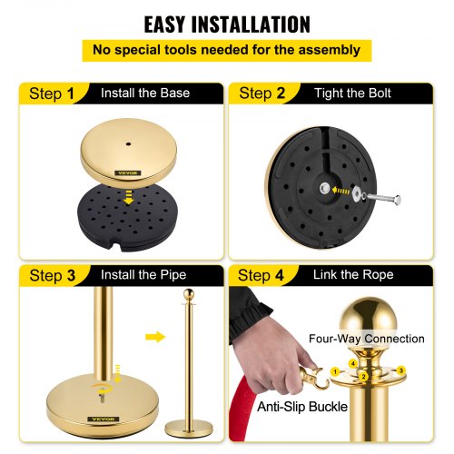 38 Gold Crowd Control Stanchions With Red Velvet Rope 8Pack Queue Barriers For Events  Party Suppli 6
