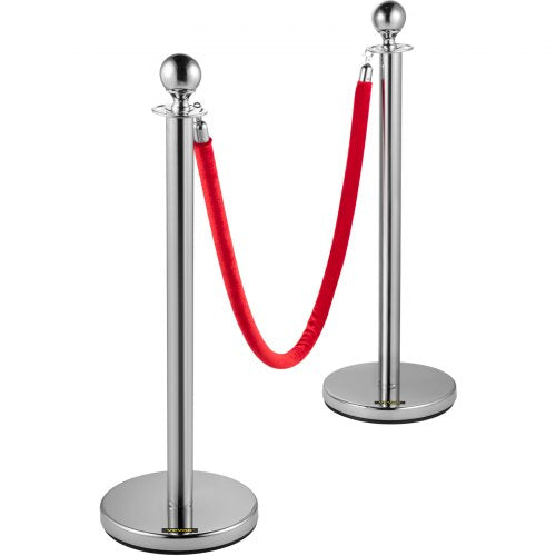Retractable Crowd Control Barrier 38 Inch Stainless Steel Stanchion Posts With Durable Red Velvet R 7