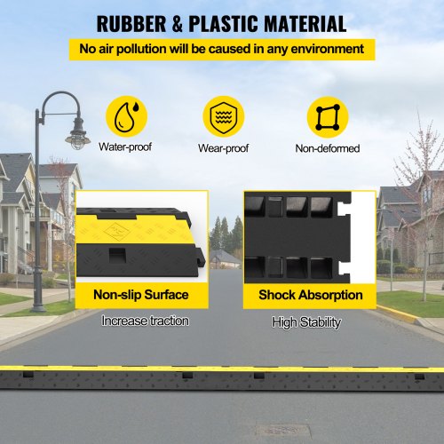 Rubber Cable Protectors Heavy Duty Wire Hose Cord Protective Cover Ramps Floor Driveway Speed Bump 4