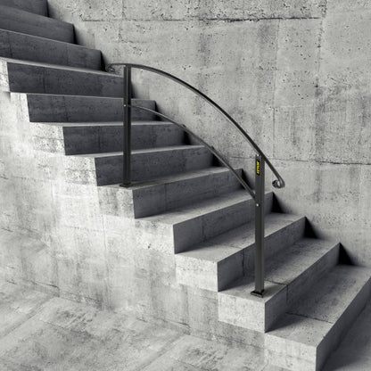 Matte Black Wrought Iron Handrail Adjustable Stair Rail With Installation Kit Durable Hand Rails Fo 3