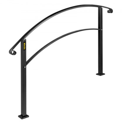 Matte Black Wrought Iron Handrail Adjustable Stair Rail With Installation Kit Durable Hand Rails Fo 9