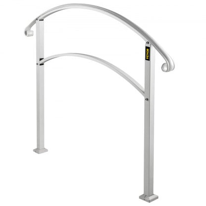 White Wrought Iron Handrail For Outdoor Steps Adjustable Front Porch Stair Railing Fit Concrete Or  10