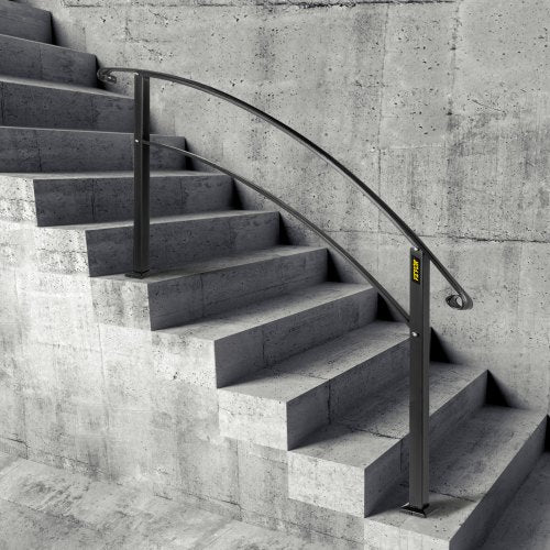 Flexible Outdoor Handrails Black Wrought Iron Stair Railing For Porches Gardens  Entryways WallFree 7