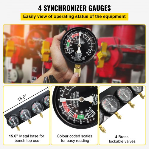 Fuel Vacuum Carburetor Synchronize Tool Kit Gauge Carb Sync Synchronizer Set With Rubber Hoses For  2