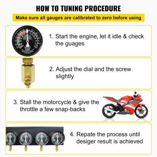 Fuel Vacuum Carburetor Synchronize Tool Kit Gauge Carb Sync Synchronizer Set With Rubber Hoses For  5